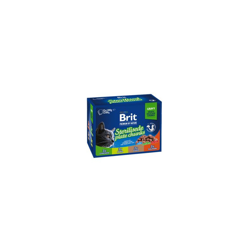 Brit Premium Cat kapsa Sterilised Plate 1200g(12x100g)