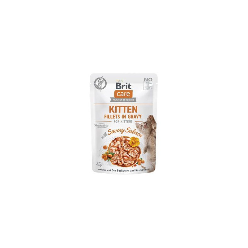 Brit Care Cat Fillets in Gravy Kitten Savor.Salmon 85g