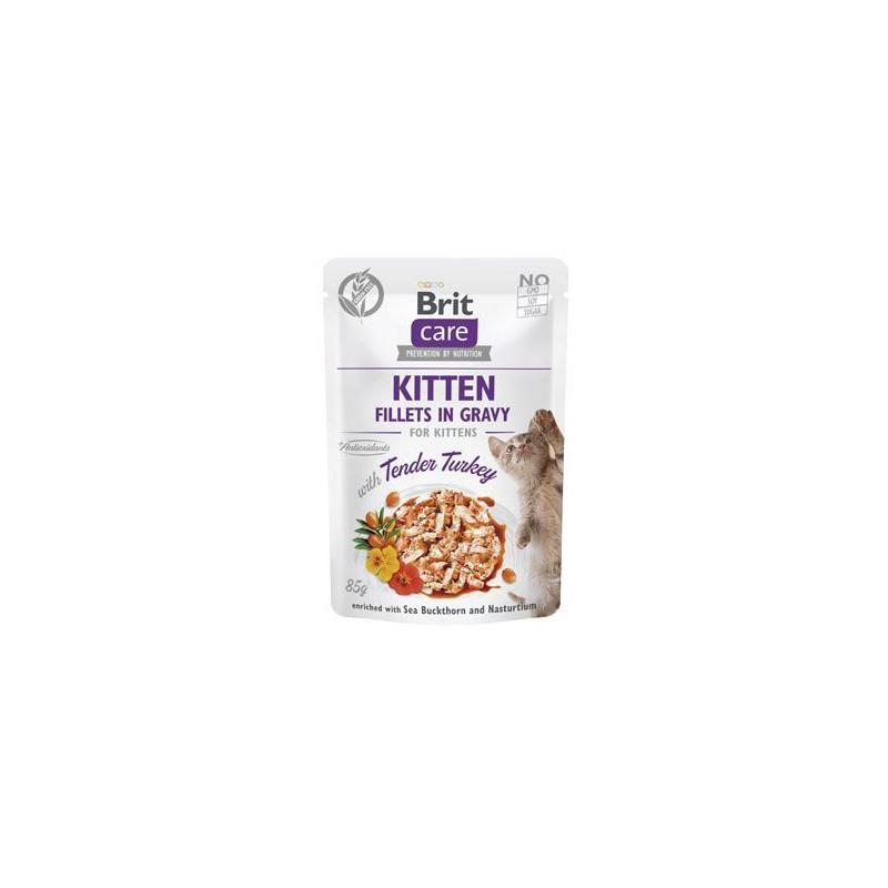 Brit Care Cat Fillets in Gravy Kitten Tend.Turkey 85g